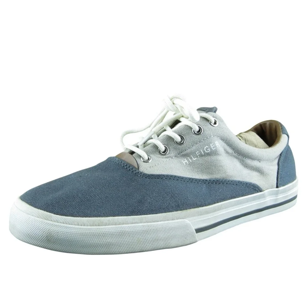 Tommy Hilfiger Men Sneaker‎ Shoes Gray Textile Lace Up Size 9.5 Medium